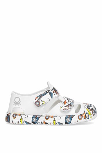 Benetton Bn-1410 Booties Boys Flat Sandals White - Blue