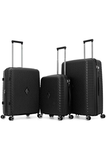 Titan Hard-Shell Luggage 3-Piece Set with Double Spinner Wheels and Digital Lock for Privacy (Black,