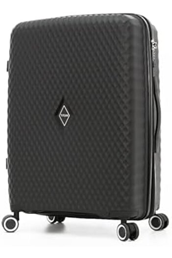Titan Hard-Shell Luggage 3-Piece Set with Double Spinner Wheels and Digital Lock for Privacy (Black,