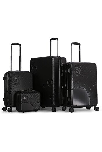 Titan Hard Trolley Luggage Set - 4 Pieces (L 28'/M 24'/S 20' + Makeup Case) - Burgundy Black