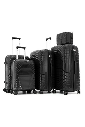 DILIXI Hardshell Pp Luggage Set With 8 Wheels Thick Shell Multi Layer Pp 5 Piece Set