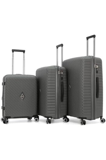 Titan Hard Shell Luggage Set with Dual Spinner Wheels and Digital Lock (Set of 3, Dark Gray)