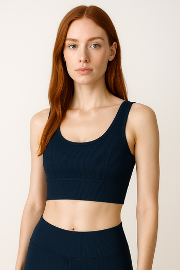 HNX Thick Strap Recovery Ripped Sports Bustier |   Navy Blue