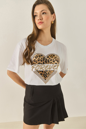 Bianco Lucci Damen-T-Shirt „Forever Stone“ mit Leopardenmuster und bequemer Passform, 1812 60283281