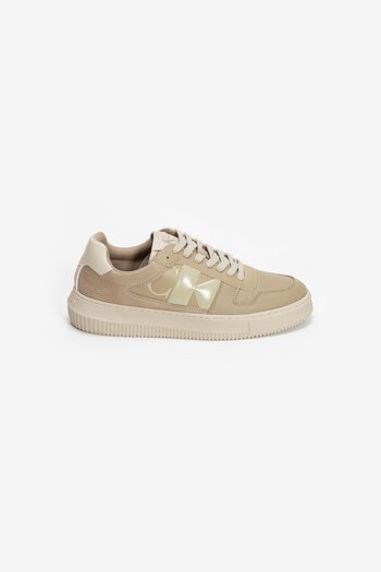 Calvin Klein Erkek Rahat Düz Taban Düşük Bilekli Deri Bej Sneaker YM0YM01161-0GA