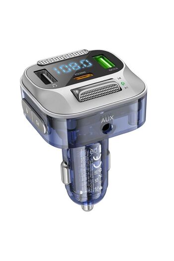 REDz Accessories Încărcător auto cu modulator FM, Bluetooth, 2 x USB și 1 x tip C, Hoco E75