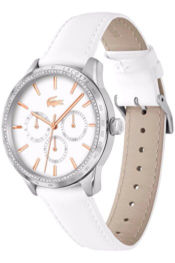 Lacoste Women’s Analogue Quartz Movement Watch with Stainless Steel Case and Leather Bracelet