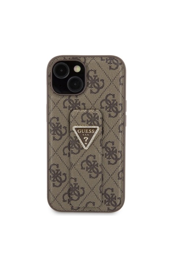 Guess Case for IPhone 15, Grip Stand 4G Triangle Strass, Guess - Brown