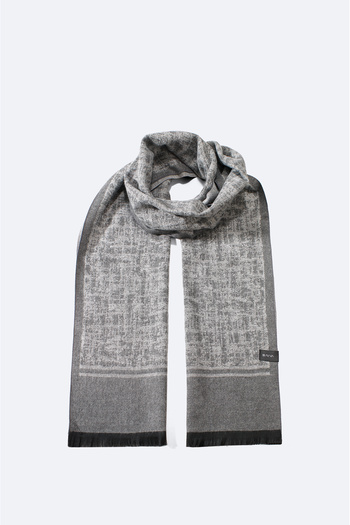 Avva Men's Gray Tasseled Patterned Shawl A32Y9416