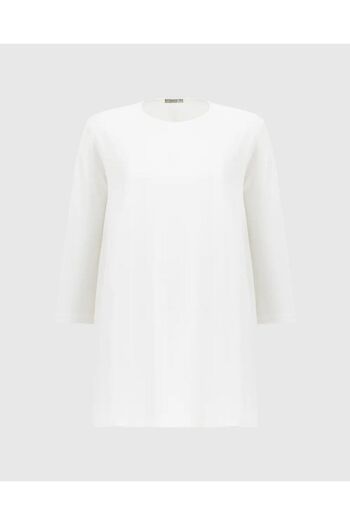Gala-Xi Round Neck Large Size Ecru Women's Lined Tunic 10002421214003