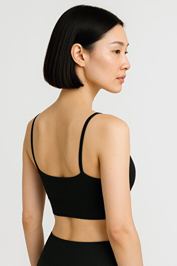 HNX Thin Strap Recovery Ripped Sports Bustier |   Black
