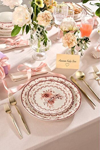 Karaca Forever Bone Blume 24 Parça 6 Kişilik Yemek Takımı