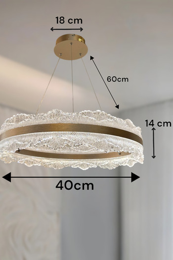 Renkoled Aydınlatma 3 Renk ışıklı kumandalı Modern Sarkıt Led Avize ledli avize Salon ,oda ,mutfak ,hol 40 CM