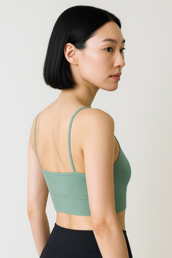 HNX Thin Strap Recovery Ripped Sports Bustier |   Oil Green