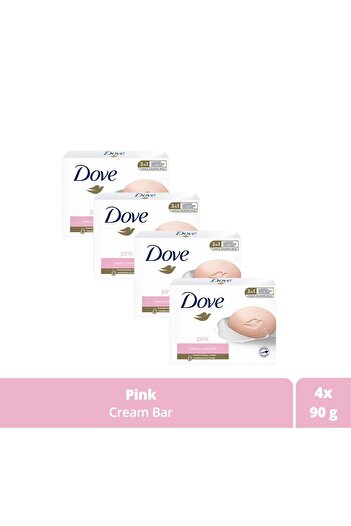 Dove Pink Beauty Soap - 90g x 4 pieces, Beauty Cream Solid Cream with Moisturizing Effect