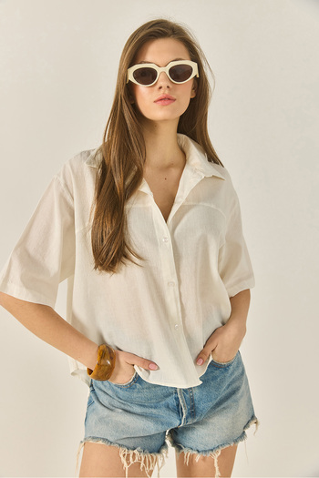 Bianco Lucci Women's Half Sleeve Cotton Summer Comfortable Shirt 34439 60283279