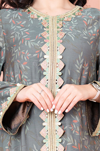 IKKXA Modern Embroidered Printed Jalabiya