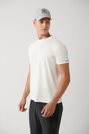 Avva Men's White Crew Neck Printed Soft Touch T-Shirt A41Y1032