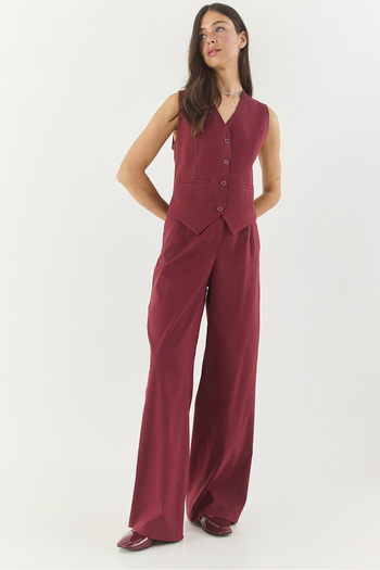 Bianco Lucci Women's Classic Cut Vest with High Waist Pants Fabric Bottom-Top Suit 9270 60281048