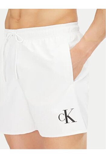 Calvin Klein Erkek Beyaz Deniz Şortu KM0KM01101 YCD