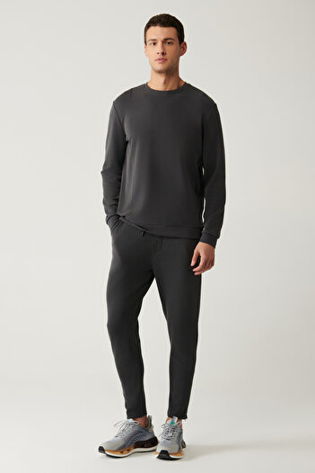 Avva Men's Anthracite Soft Touch Zipper Leg Sweatpants A41Y3401