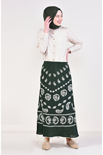 sefamerve Şile Bezi Pareo Skirt 0200-02 Dark Green