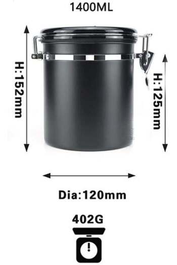 MIBRU Coffee stainless steel container jar 1400ml black
