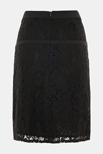 W Collection SİYAH MİNİ DANTELLİ FERMUARLI ETEK