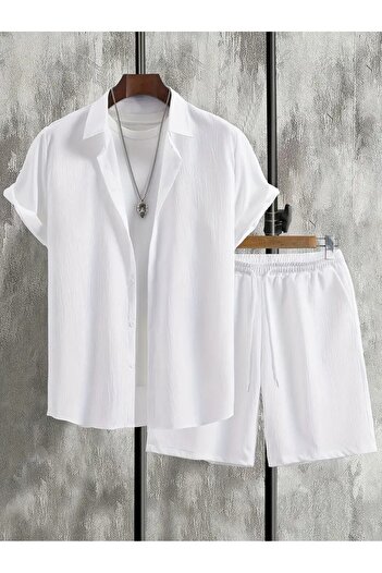 YNGMENCLASS Soft Textured Anti-Sweat Printed Shirt Shorts Set