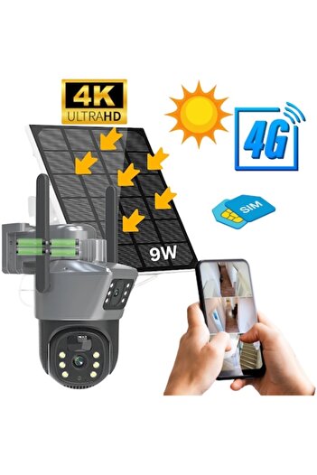 ALPACO 4g Solar Surveillance Camera, 4k, Ptz 355°, Audio, Color Night Vision, Ip66, 365z Autonomy