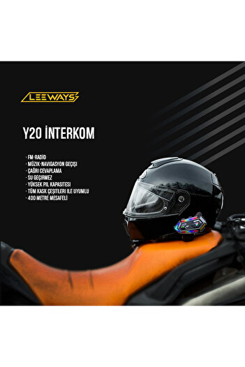 leeways Y20 BT5.3 Motosiklet Kask Kulaklık Intercom Işıklı Motorsiklet Interkom