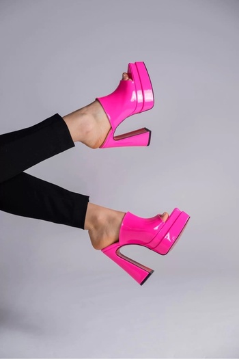 PayBuy Women Elegant Shoes Double Platform Closed Toe High Heeled Slippers Evening Dress Shoes