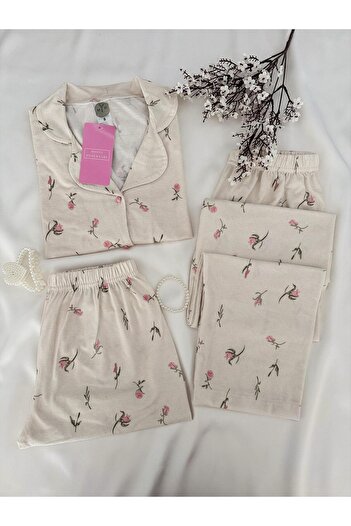 MH Moony Homewears Σετ πιτζάμες Shukru Pasfa 3 τεμαχίων από βαμβακερό χτενισμένο