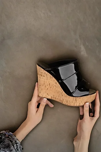 PayBuy Women's Elegant Shoes Cork Wedge Heel Slippers Special Design Evening Dress Shoes