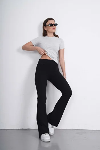 penyebizden Crop Slim Fit Cotton Lycra T-Shirt-Snow Melange