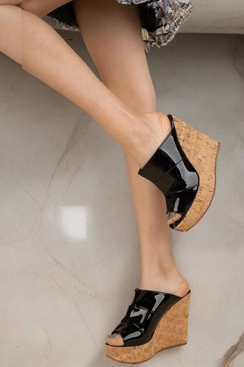 PayBuy Women's Elegant Shoes Cork Wedge Heel Slippers Special Design Evening Dress Shoes