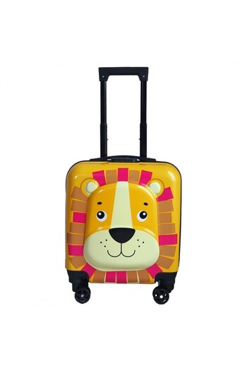 ECARLA Yellow trolley, suitcase type, children's, for luggage, lion model, code lock function, WP02