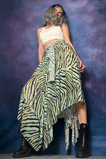 Quincey Patterned Tulle Asymmetric Skirt