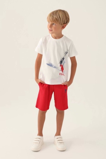 U.S. Polo Assn. Fiú krémes bermuda öltöny