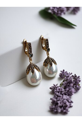 FAYRA ACCESSORIES Zirkon Taşlı Mayorka Inci Küpe
