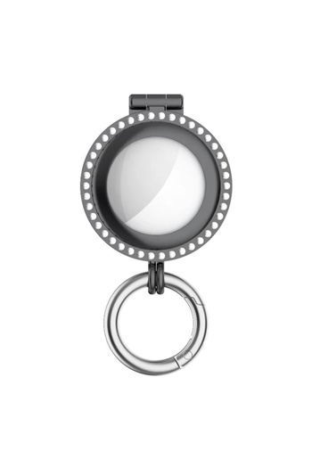 REDz Accessories Rhinestone Case for Airtag, Carabiner, Stainless-steel, Black