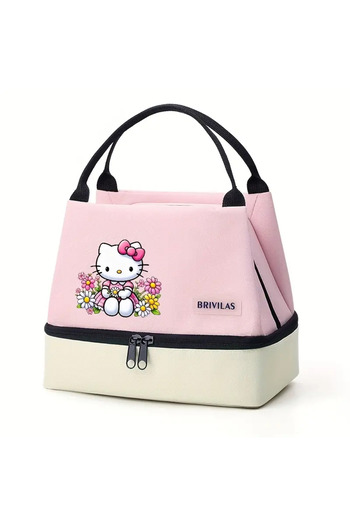 ada çanta kırtasiye Lunchbox Hello Kitty Figured Insulated Hot Cold Preservation Double Compartment Brilivas Ad6639