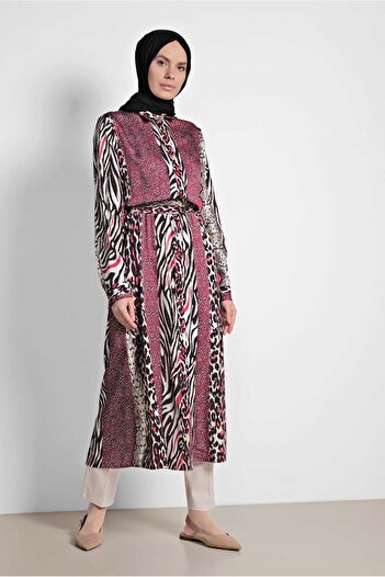 Alvina Long Mix Patterned Tunic - 4086
