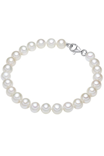 Valero Pearls Perlenarmband Armband Sterling Silber Süßwasser-Zuchtperle weiß