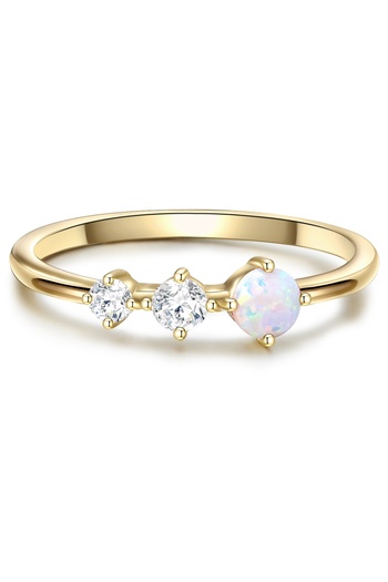 Glanzstücke München Silberring Ring Sterling Silber gelbgold Zirkonia weiß Opal (synth.) weiß