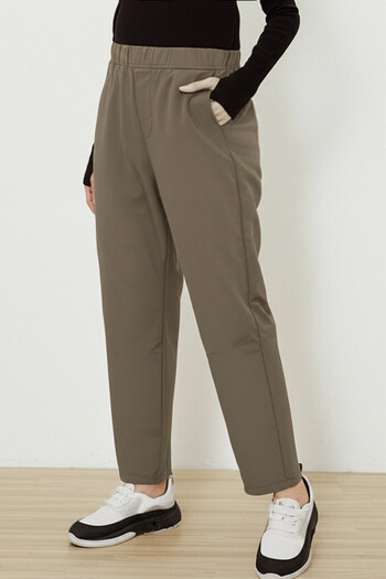 CEDY DENIM High Quality Large Size High Waist Steel Knitted Top-Length Lycra Trousers-Light Brown-C617