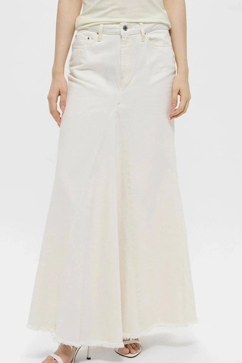 Guess Panelled Maxi Skirt Women's White Skirt W5Gd95D5N92-Whse
