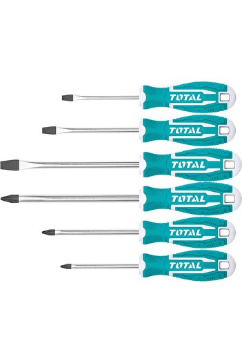 TOTAL TOTAL Set of 6 Screwdrivers with Slotted and Phillips