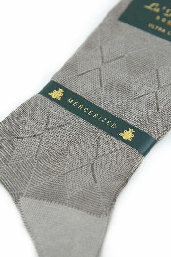 La Pescara Beige Baklava Pattern 12 Pack Ultra Luxury Mercerized Men's Socks Crp333