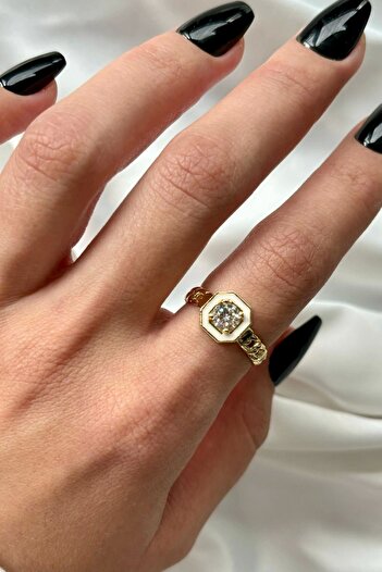 Leo'Stone Premium Imported Series Octagonal Zircon Stone Single Stone Adjustable Design Women's Steel Ring